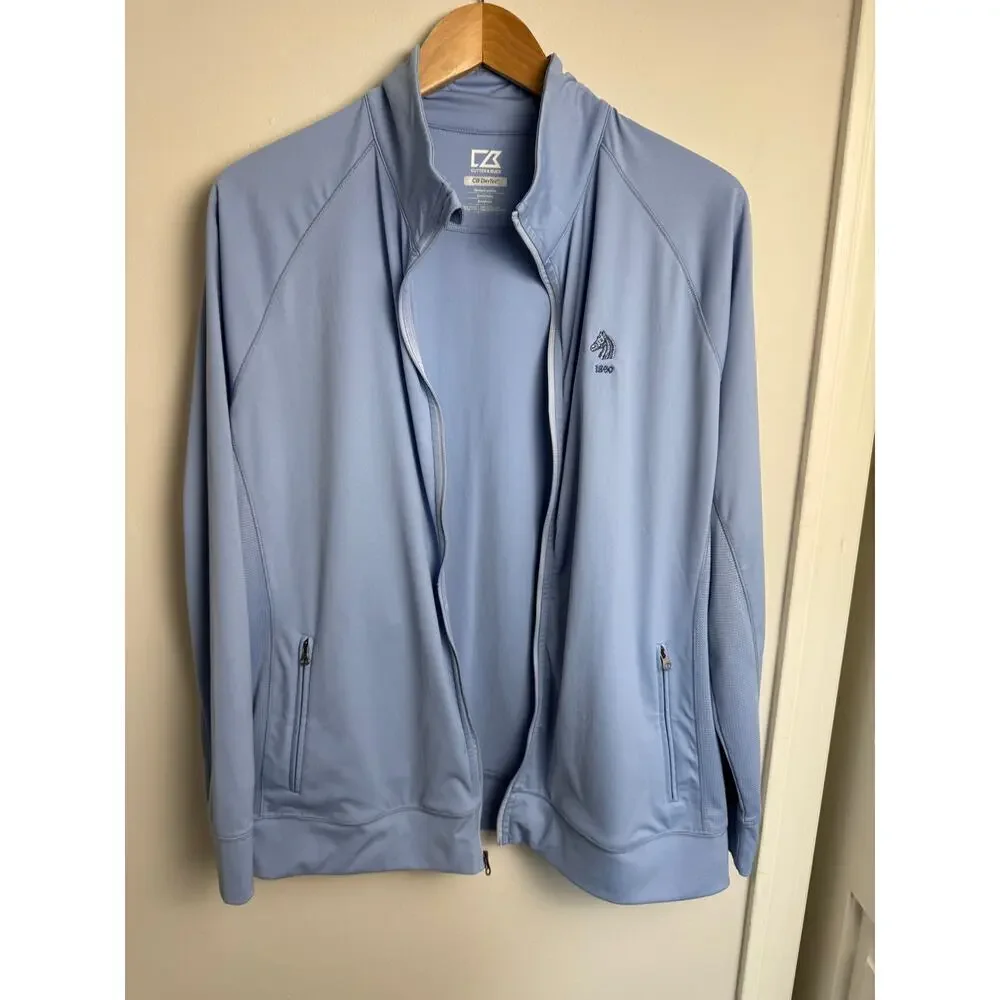 Cutter And Buck Drytec Full Zip Size XL Light Blue Zip Pockets Golf Breathable